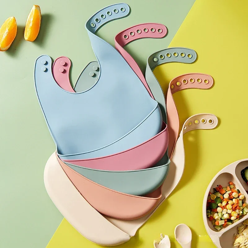 1Pc Solid Color Silicone Baby  - огляд і ціна Waterproof Baby Bibs Silicone